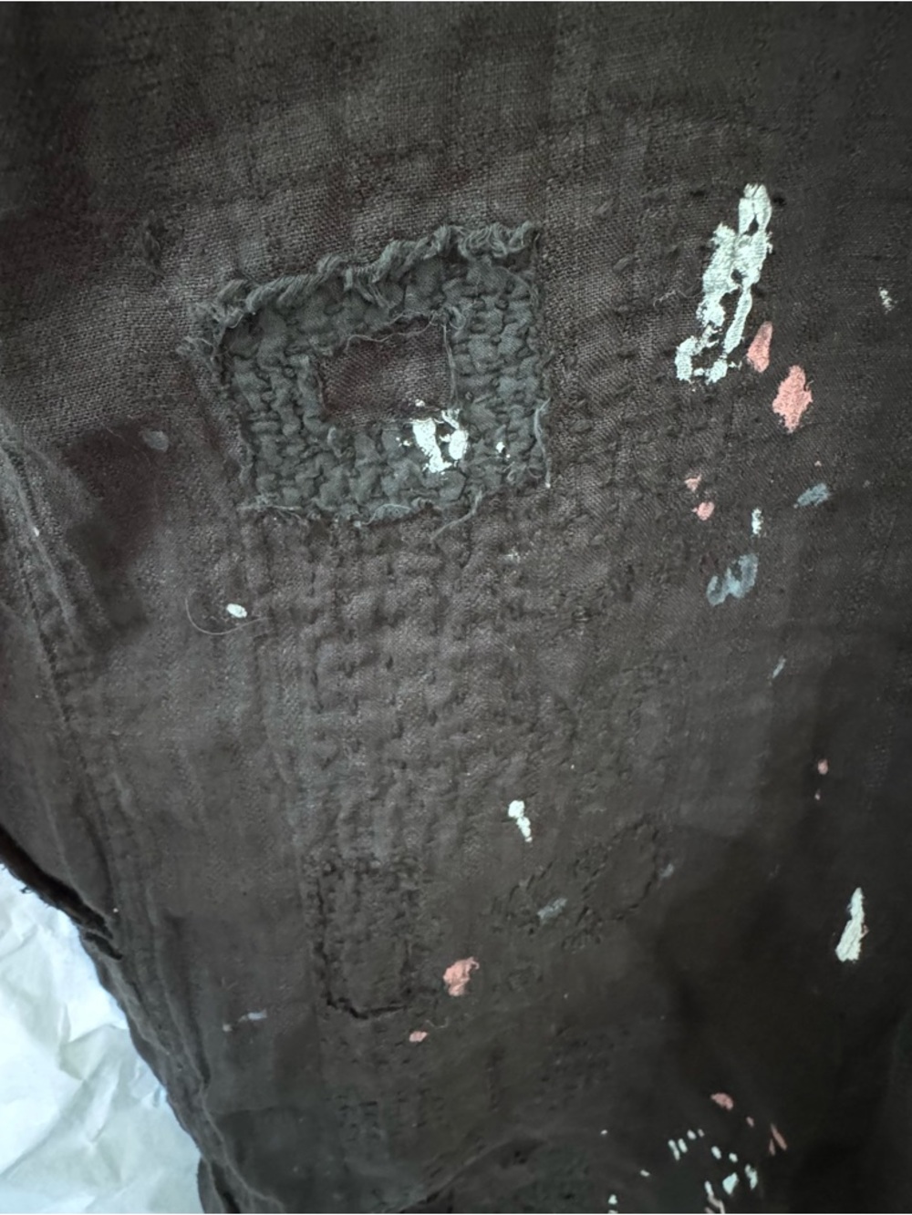 Magnolia Pearl Black Overalls with 'PEACE' Graphic and White Paint Splatter - Picture 8 of 16